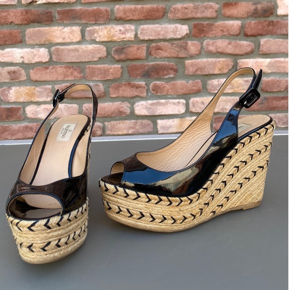 Valentino Patent Leather Espadrille Wedges - S 39 - Picture 9 of 10